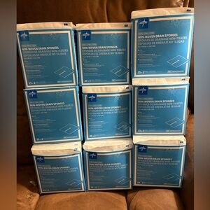 9 boxes of Medline non woven split drain sponges